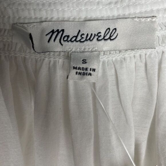 MADEWELL Top Women Small White Shirred Blouse Long Sleeve NQ888 - Picture 15 of 16